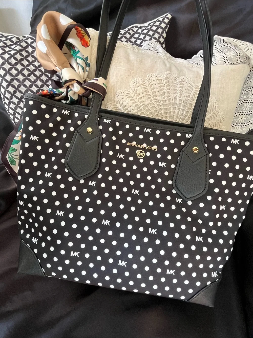 Michael Kors Black with White Polka Dot Tote, NWT